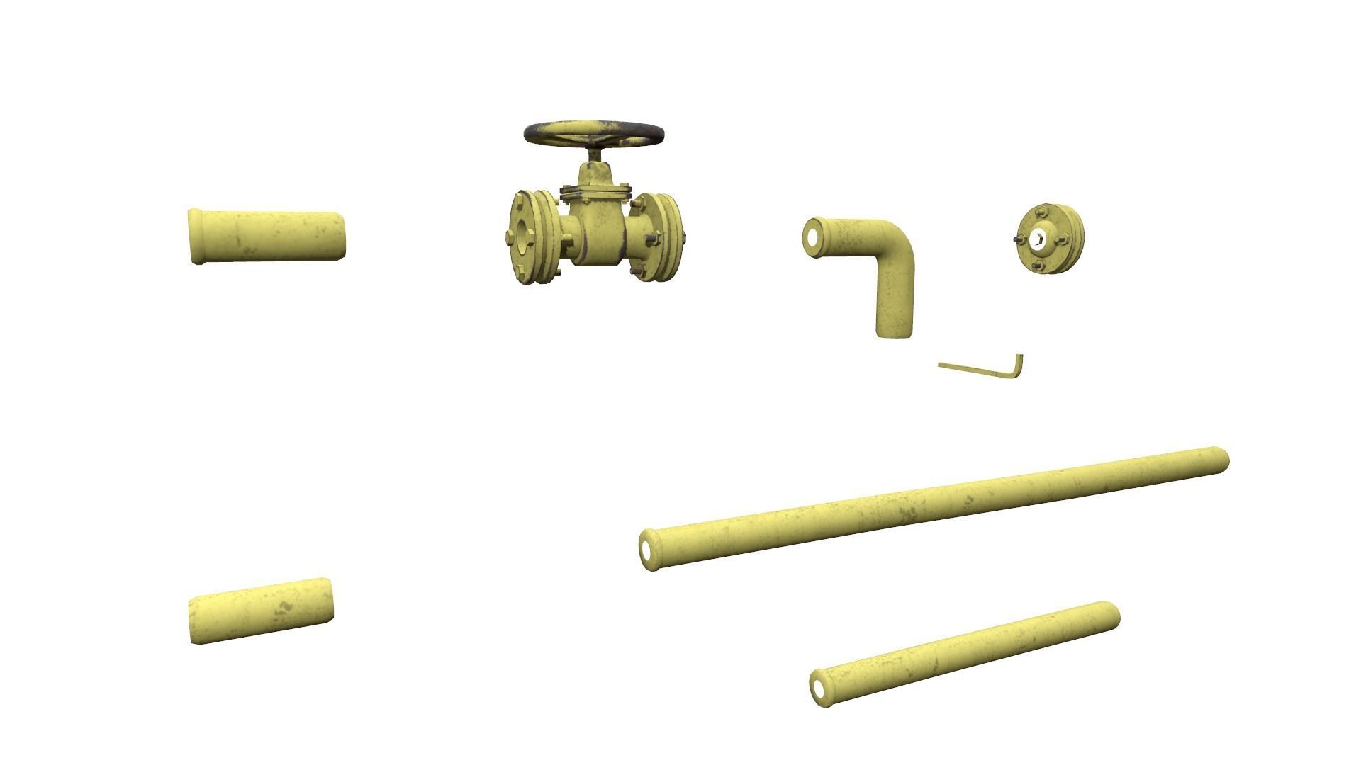 pipe set Low-poly 3D model_4