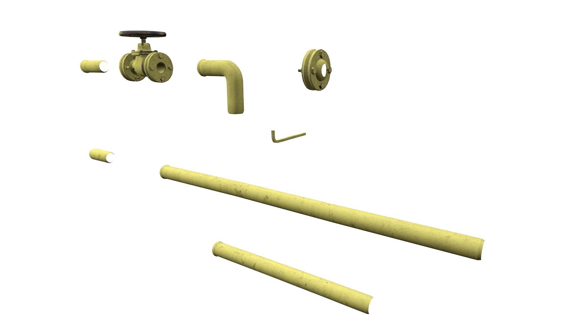pipe set Low-poly 3D model_5