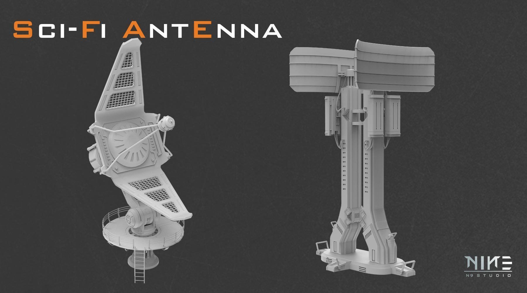 Sci-fi Antenna 3D model_1