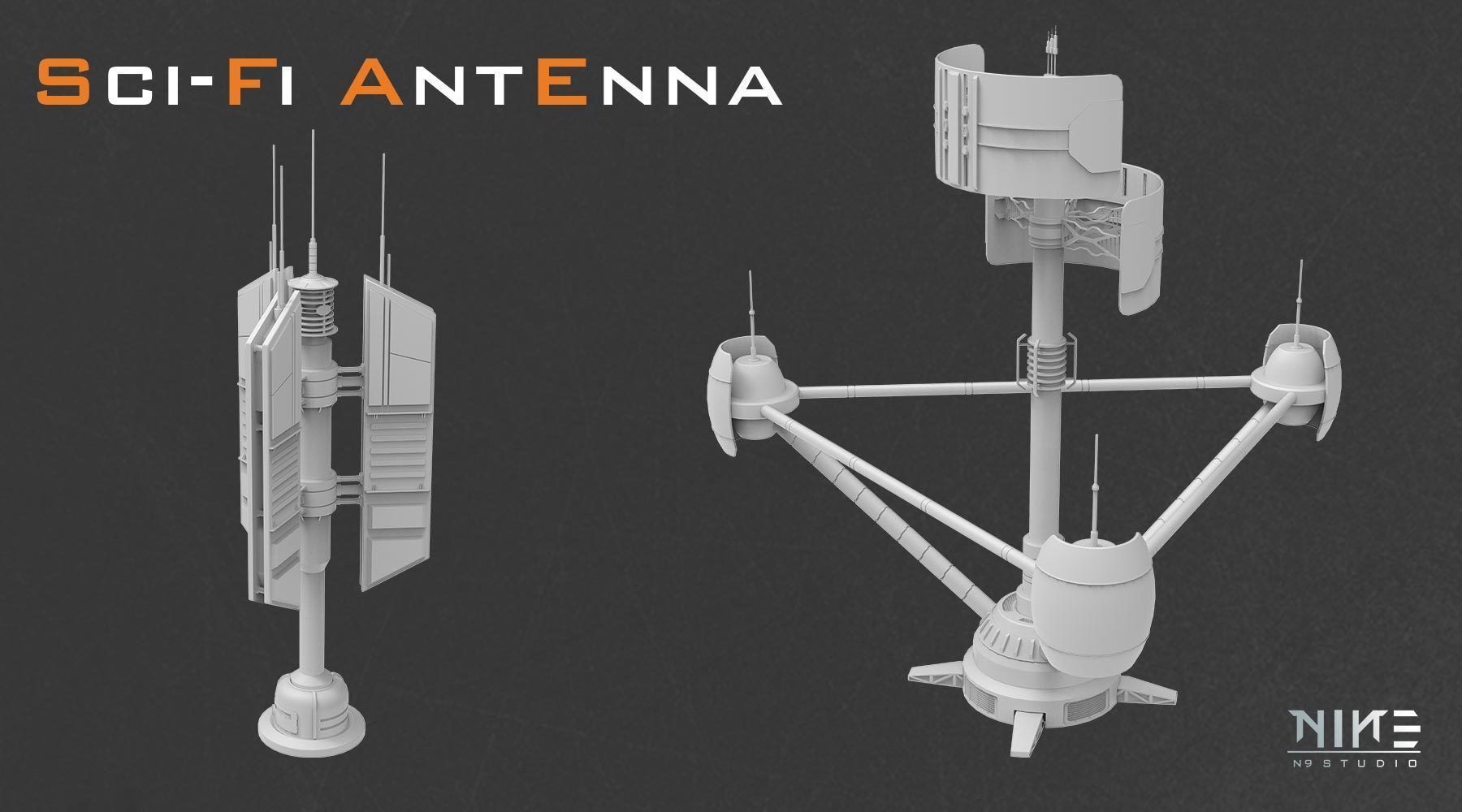 Sci-fi Antenna 3D model_2