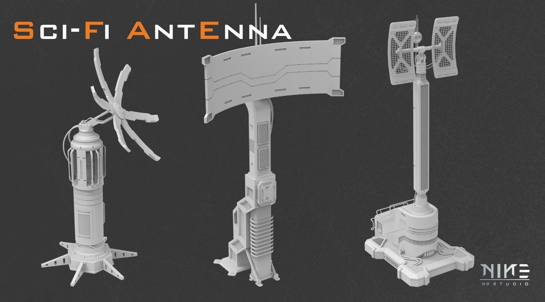 Sci-fi Antenna 3D model_3