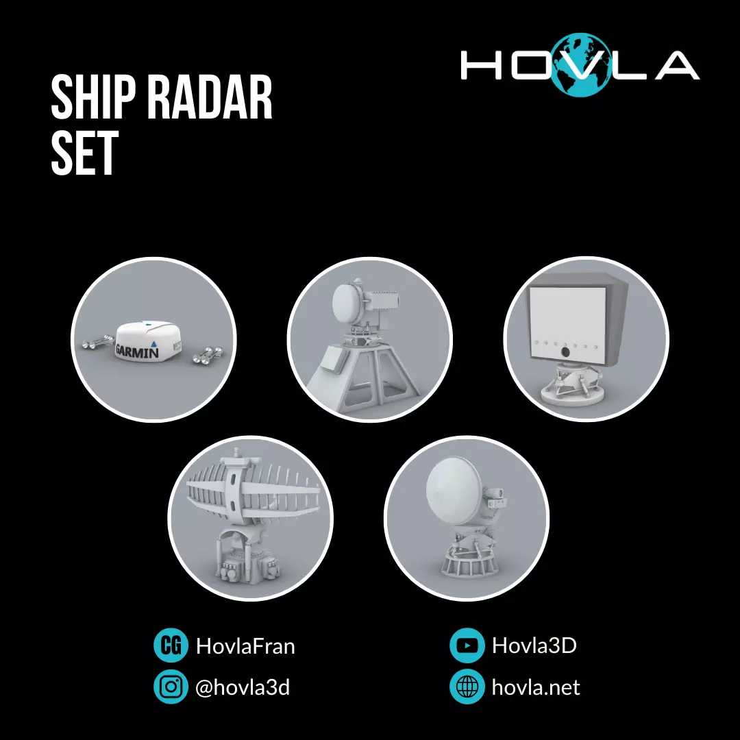 Ship Radars Set PM - 5 Models 3D print model_0