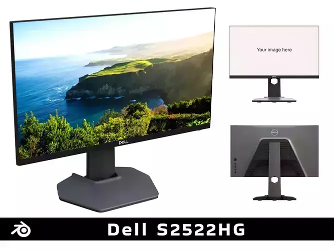 Monitor - Dell S2522HG Low-poly 3D model Monitor - Dell S2522HG Low-poly 3D model