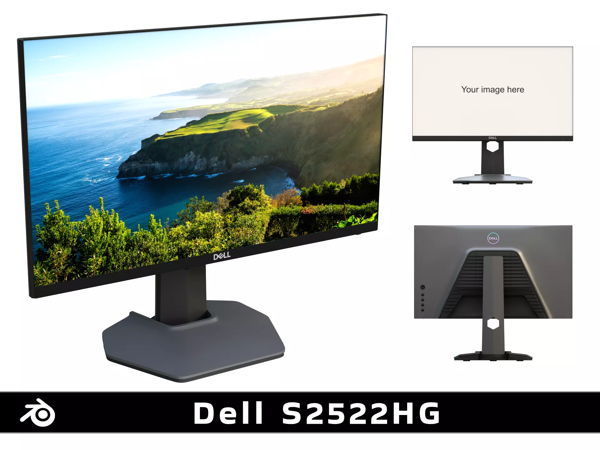 Monitor - Dell S2522HG Low-poly 3D model_0