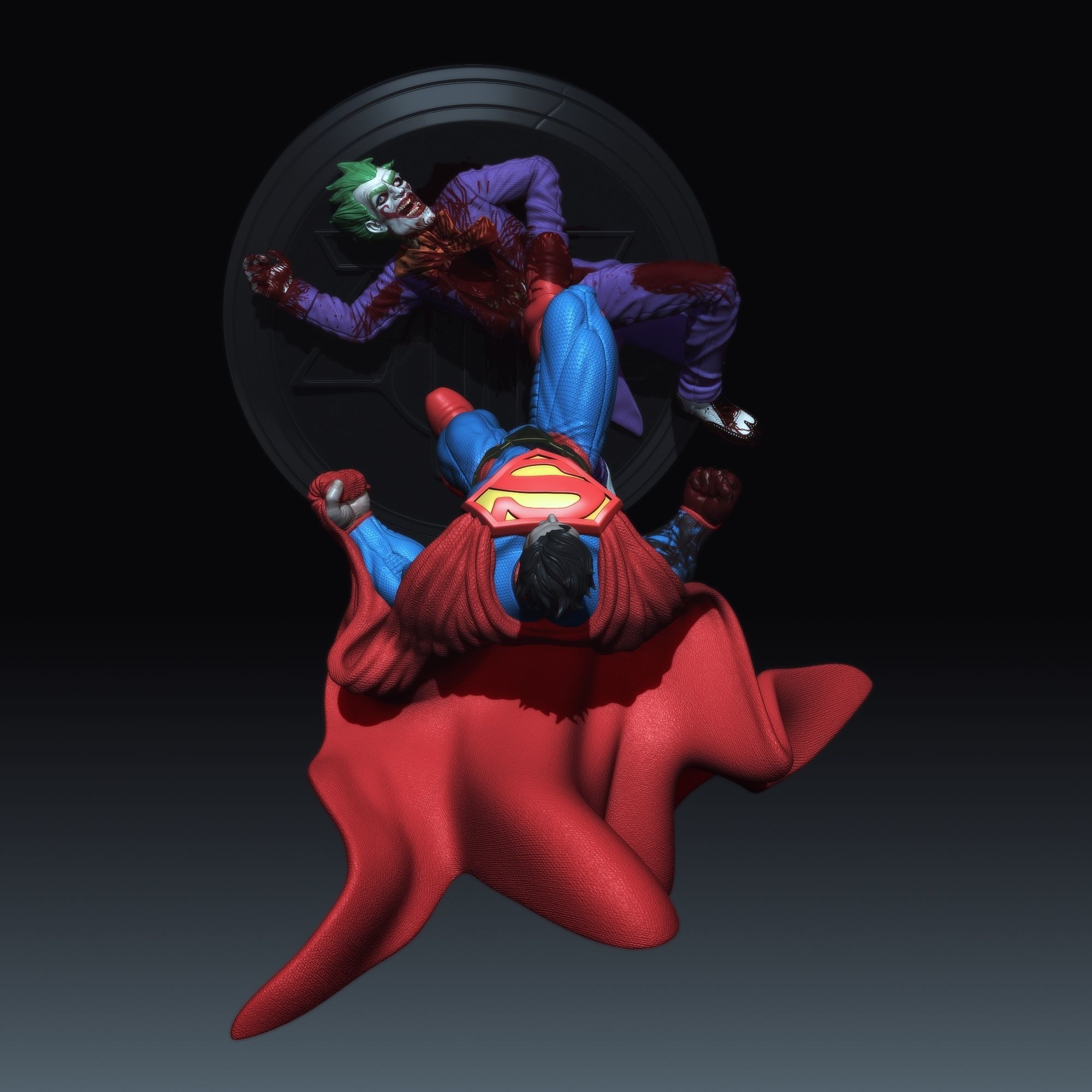 Superman kills Joker Injustice DC Comics fanarts stl 3d print 3D print model_5
