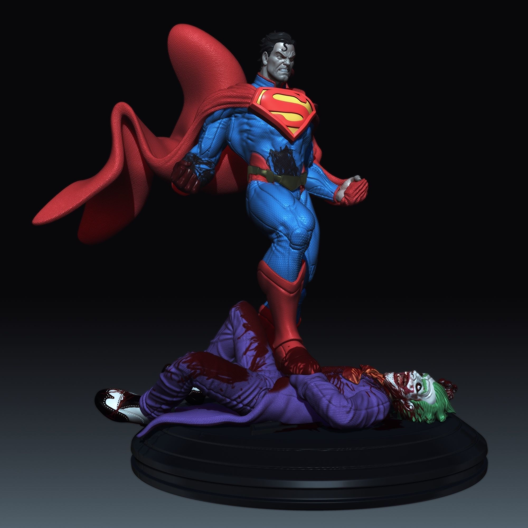 Superman kills Joker Injustice DC Comics fanarts stl 3d print 3D print model_2