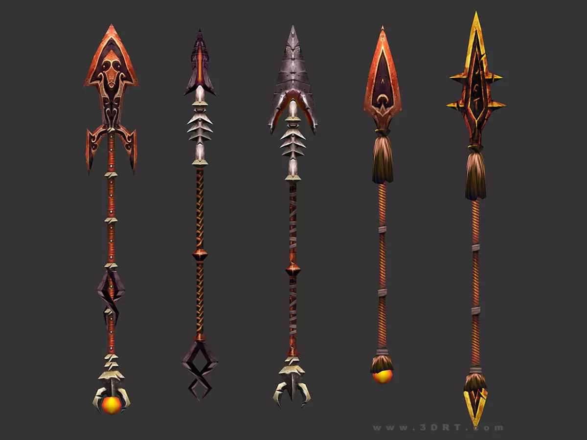 3DRT - fantasy arms Spears Low-poly 3D model_0