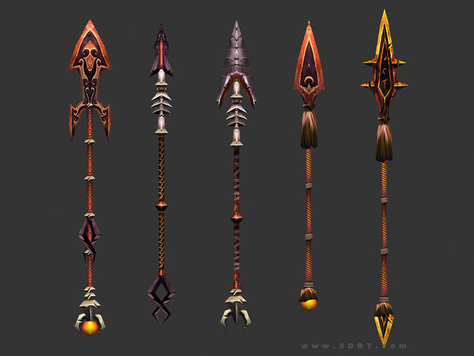 3DRT - fantasy arms Spears Low-poly 3D model