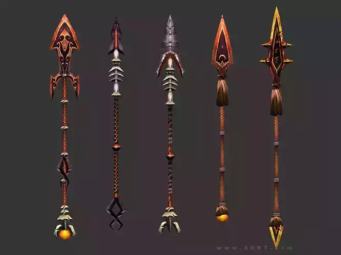 3DRT - fantasy arms Spears Low-poly 3D model