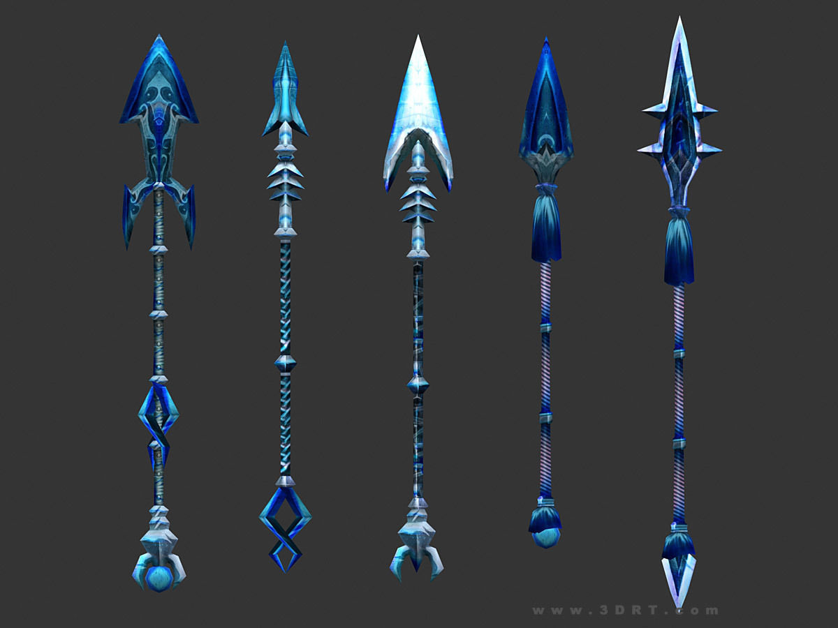 3DRT - fantasy arms Spears Low-poly 3D model_9