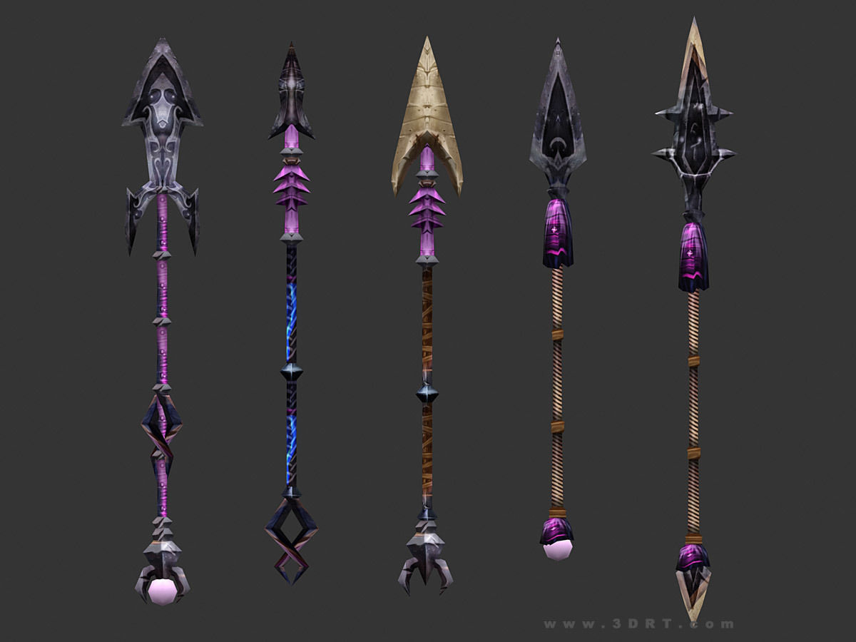 3DRT - fantasy arms Spears Low-poly 3D model_6