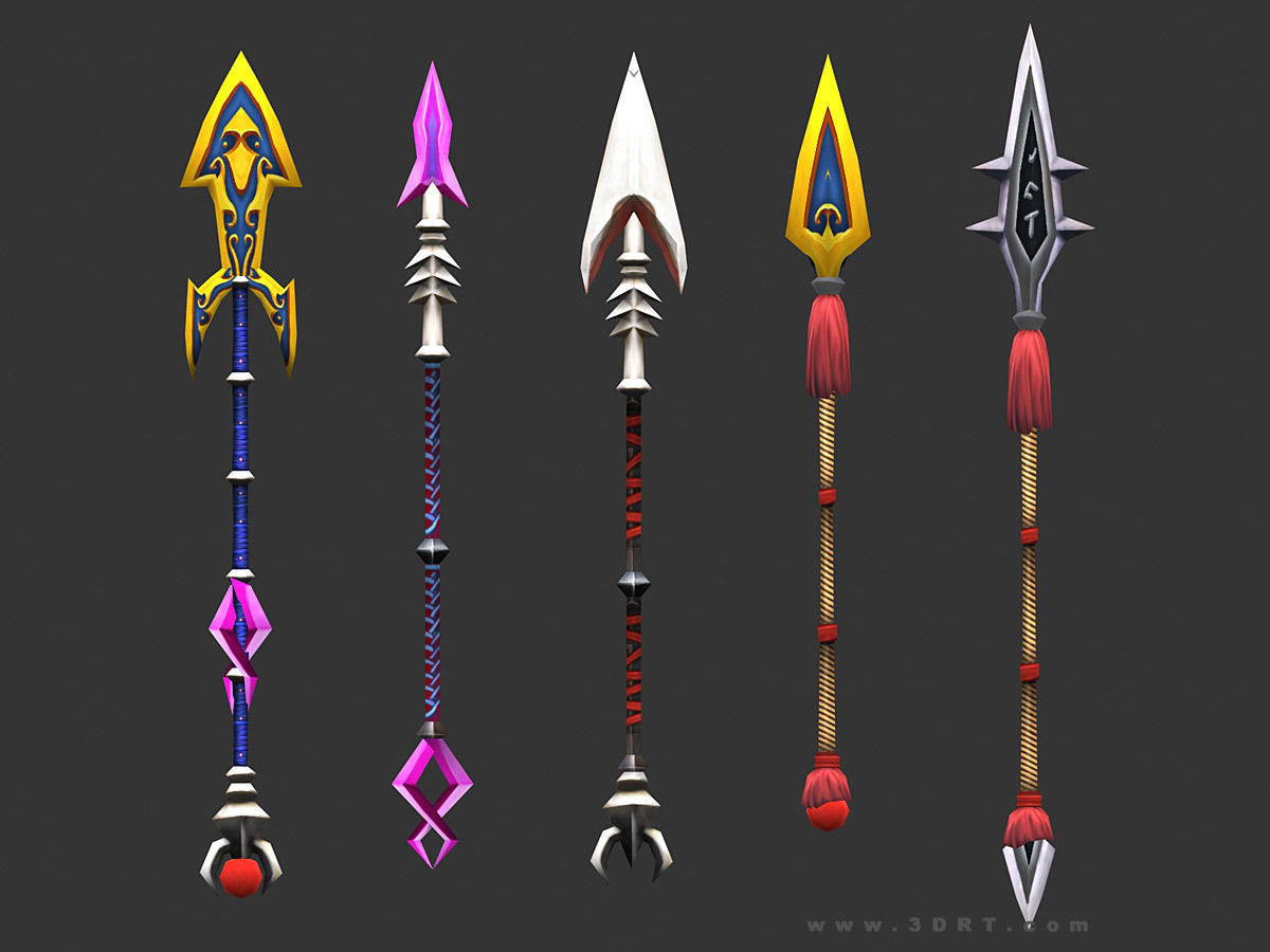 3DRT - fantasy arms Spears Low-poly 3D model_3