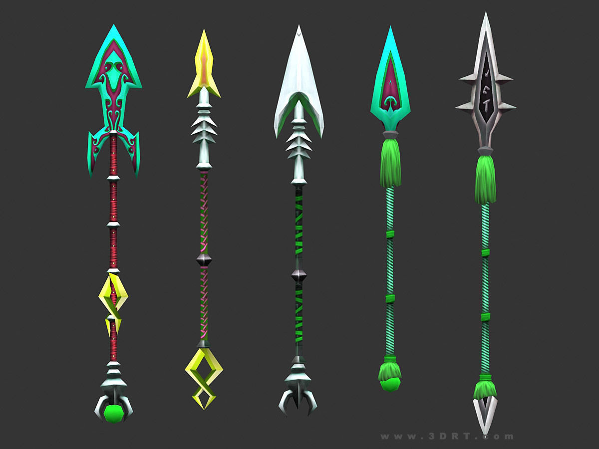 3DRT - fantasy arms Spears Low-poly 3D model_8
