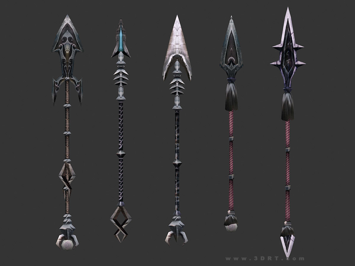 3DRT - fantasy arms Spears Low-poly 3D model_1