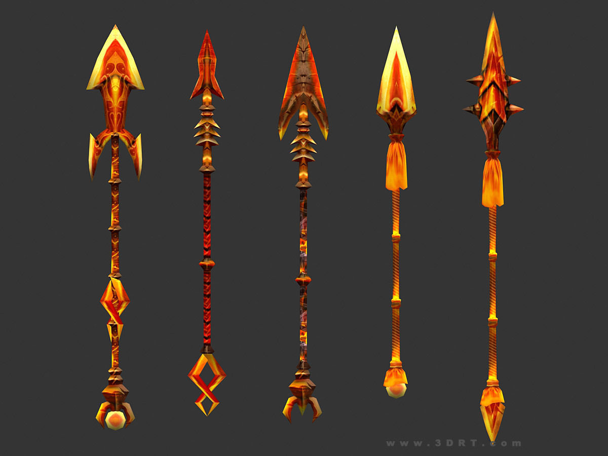 3DRT - fantasy arms Spears Low-poly 3D model_2