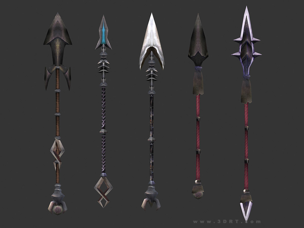 3DRT - fantasy arms Spears Low-poly 3D model_7
