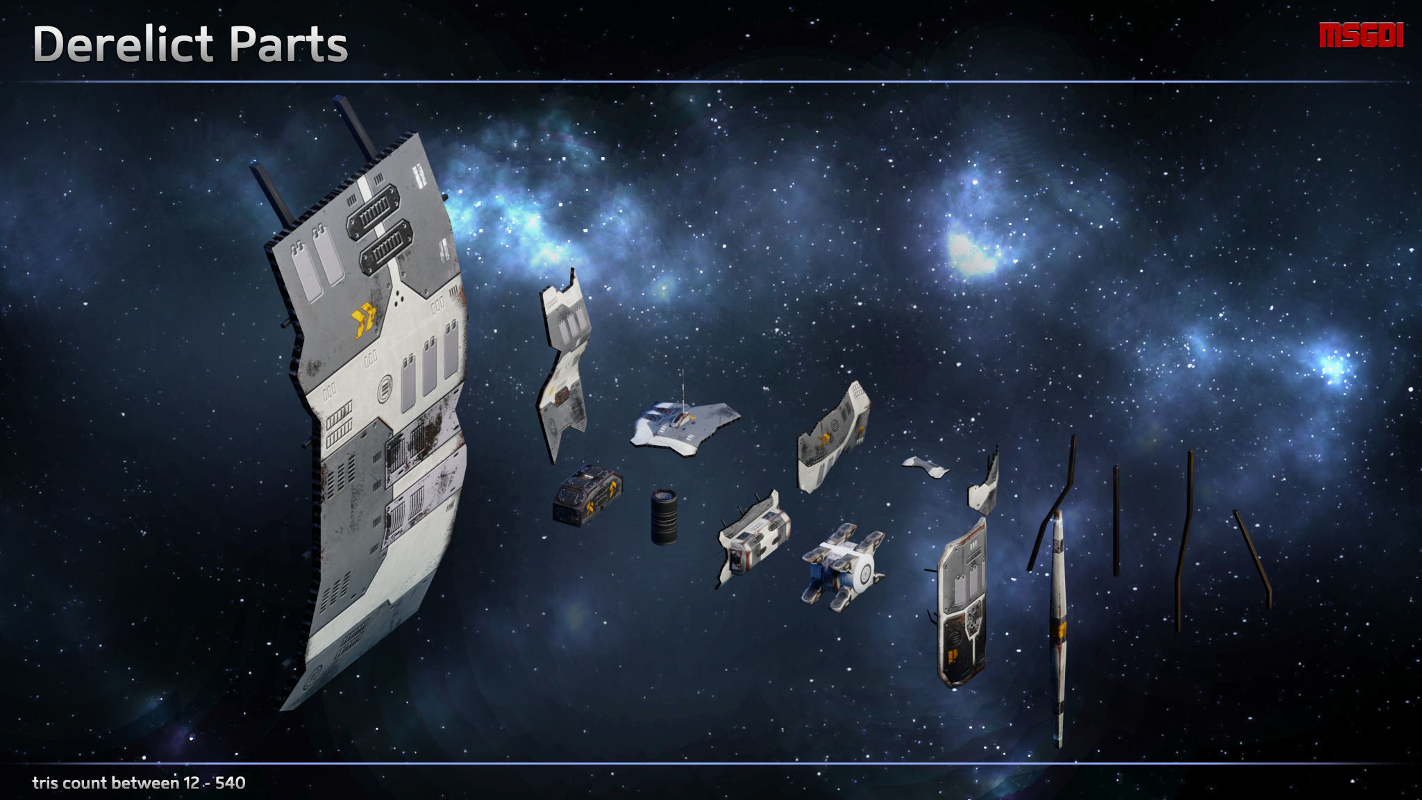 Spaceship Shipwrecks Low-poly 3D model_5