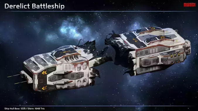 Spaceship Shipwrecks Low-poly 3D model