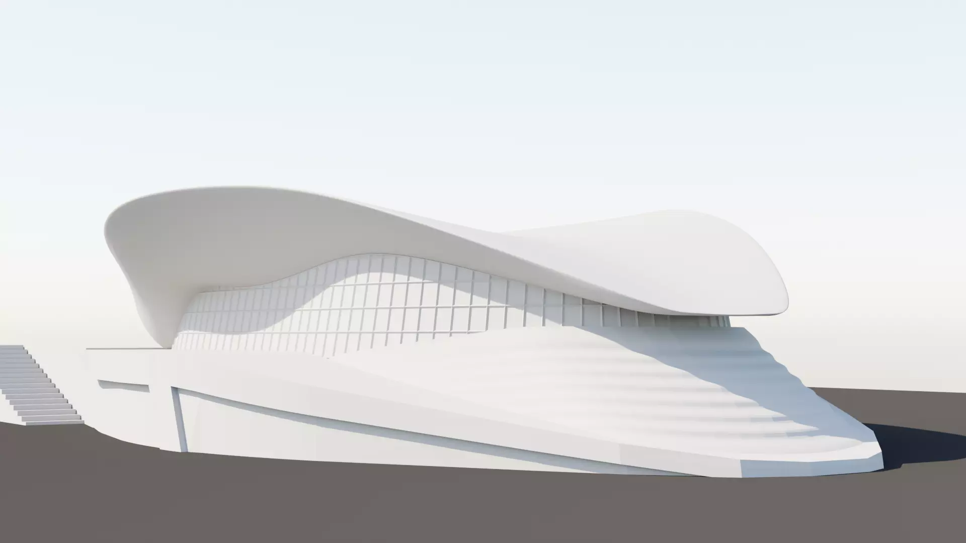 London Aquatic Center By Zaha Hadid Low-poly 3D model_0