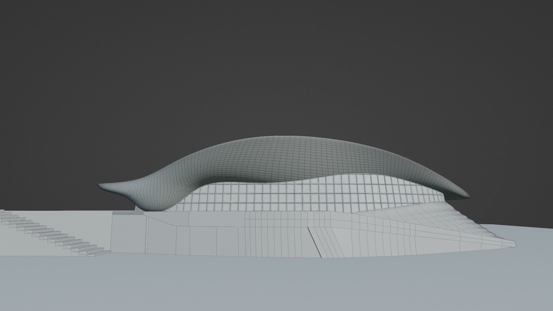London Aquatic Center By Zaha Hadid Low-poly 3D model_5