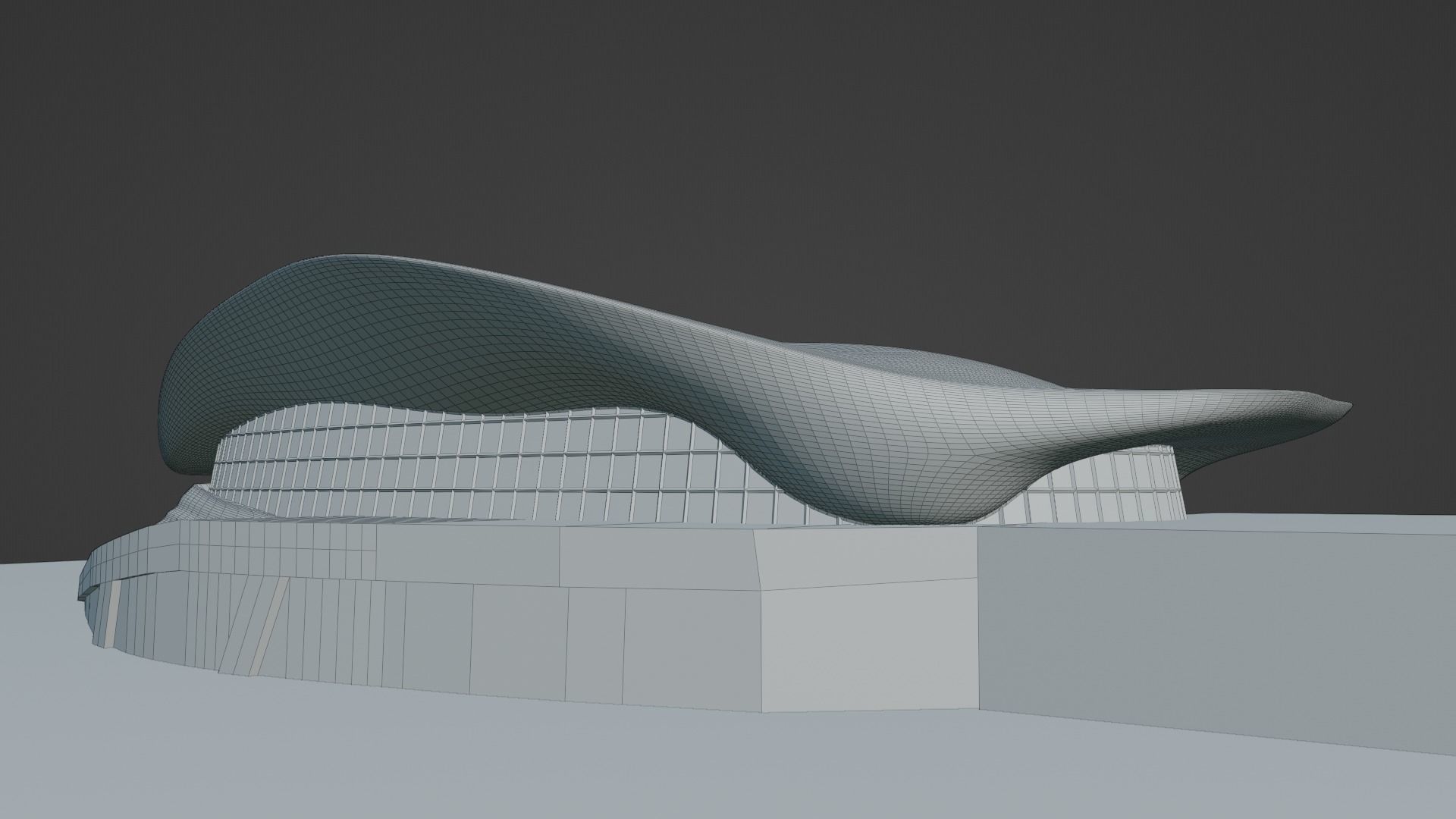 London Aquatic Center By Zaha Hadid Low-poly 3D model_4