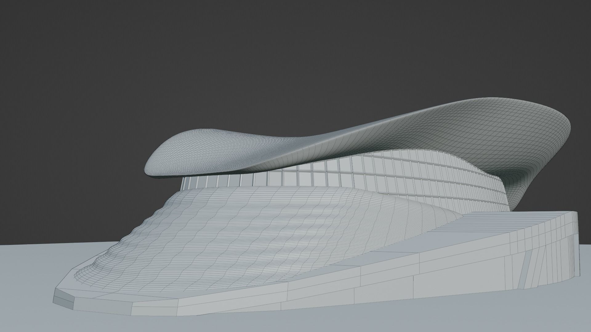 London Aquatic Center By Zaha Hadid Low-poly 3D model_3