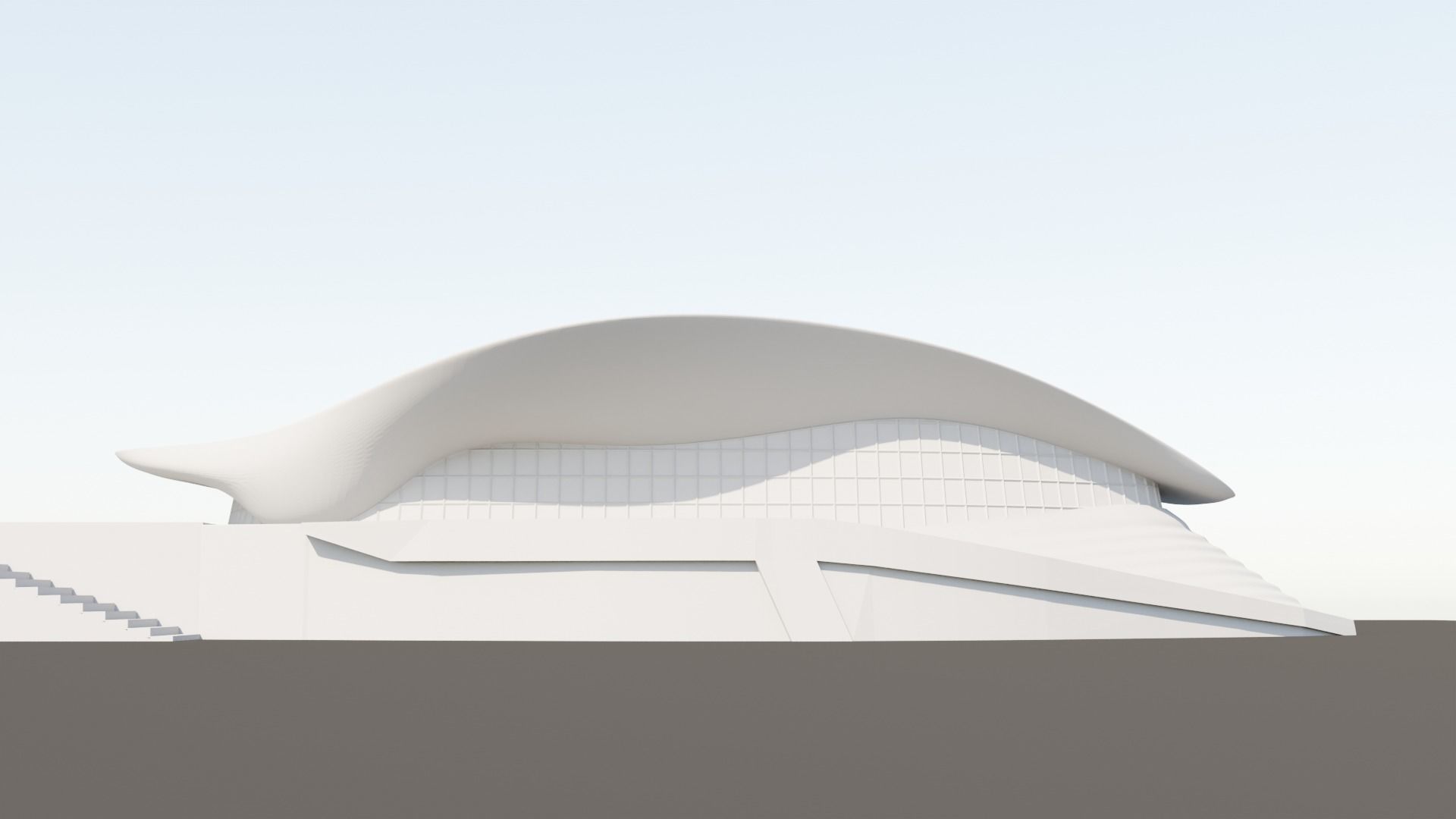 London Aquatic Center By Zaha Hadid Low-poly 3D model_1