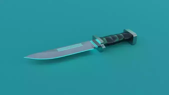 SCI-FI knife 3D model blue