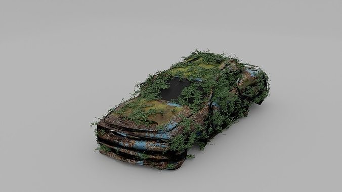 Damaged Rusty Car Low-poly 3D model