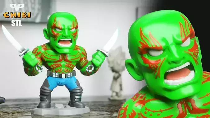 Drax Chibi STL for 3D Printing ChibiSTL 3DXM