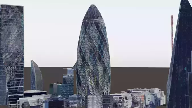 The Gherkin London Low-poly 3D model