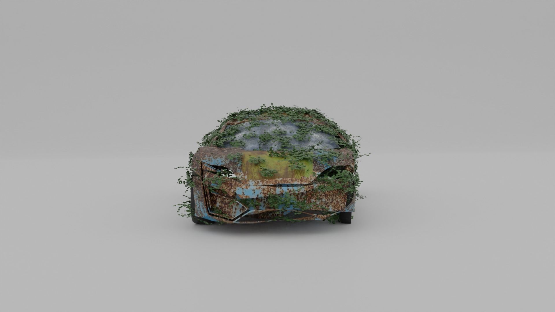 Damaged Rusty Car Low-poly 3D model_5