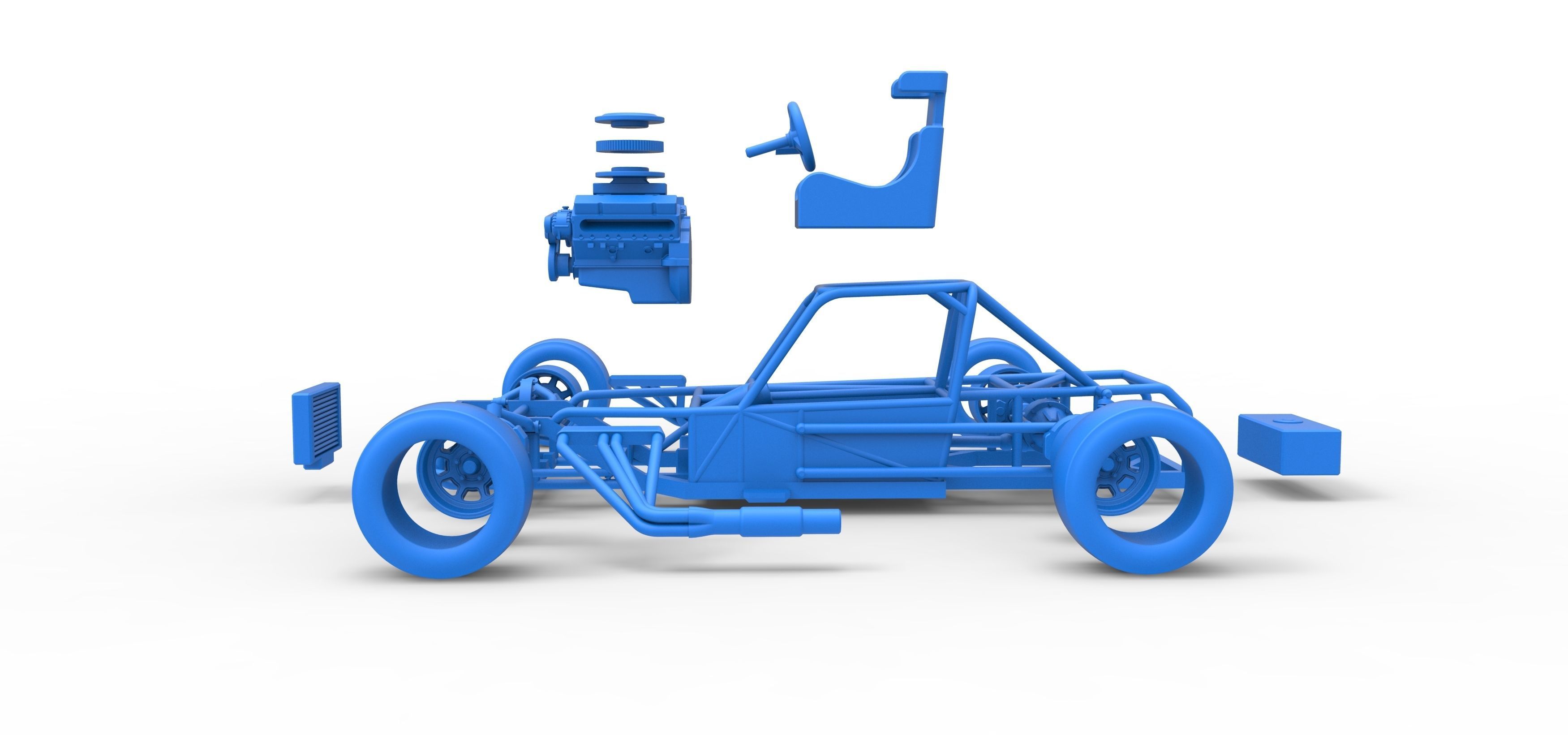 Small Block Supermodified race car Base Scale 1 to 25 3D print model_55