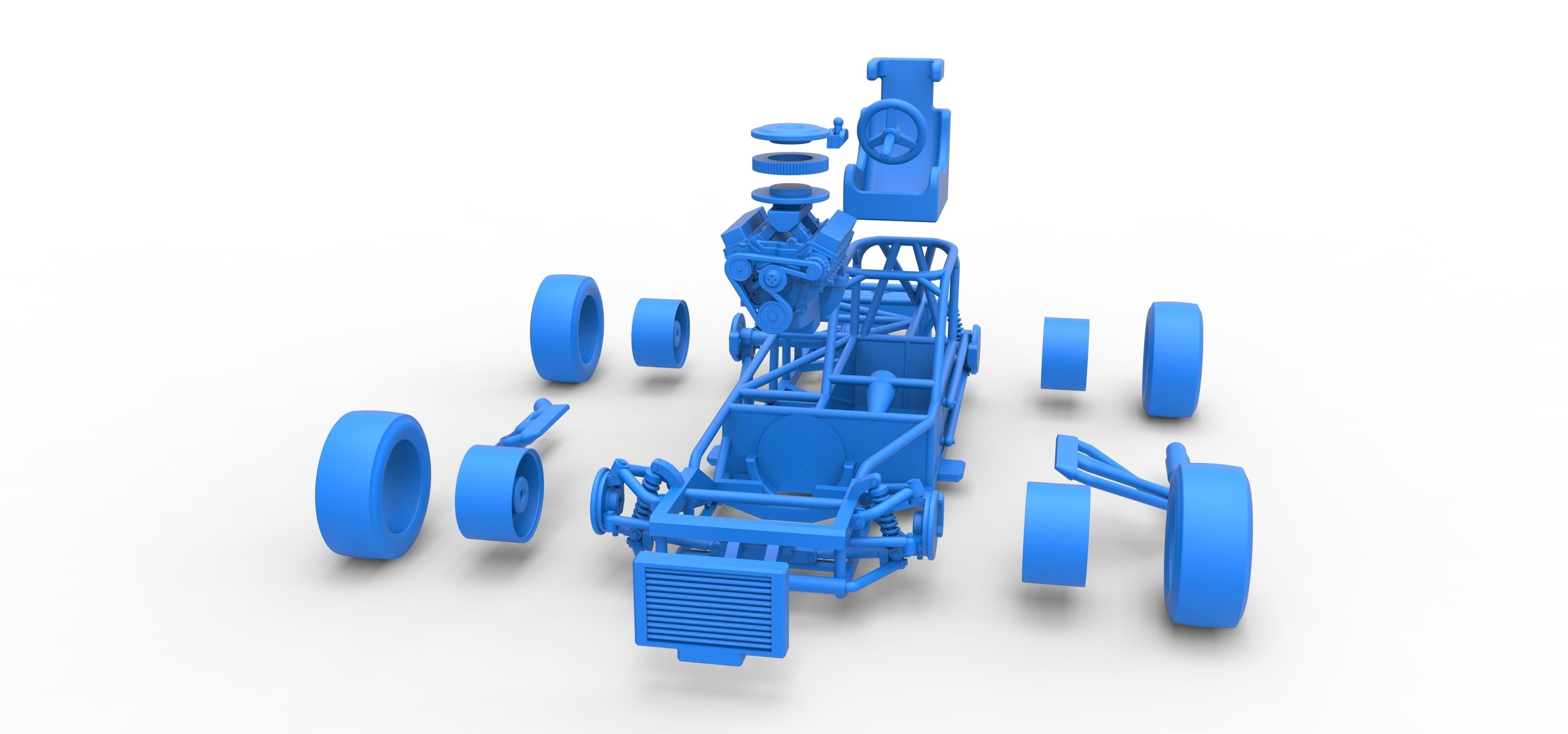 Small Block Supermodified race car Base Scale 1 to 25 3D print model_54