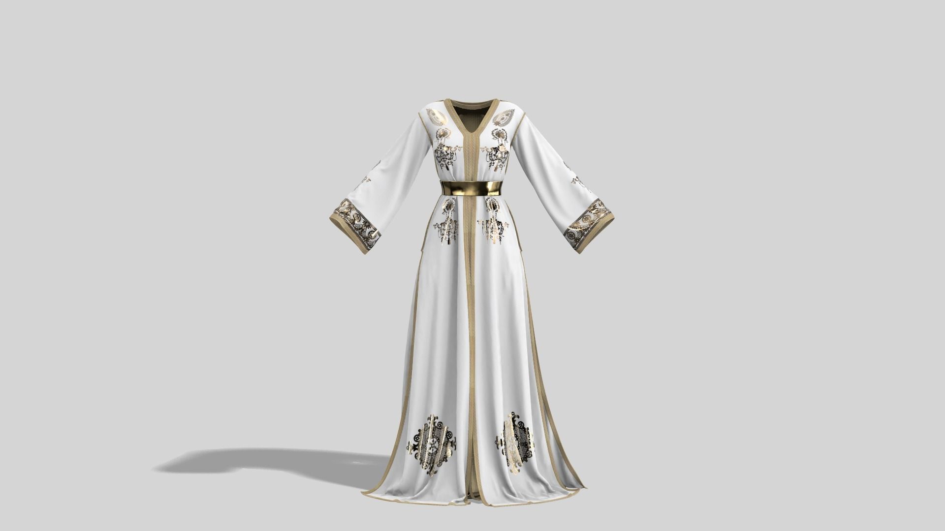 Traditional moroccan Caftan 3D model_10