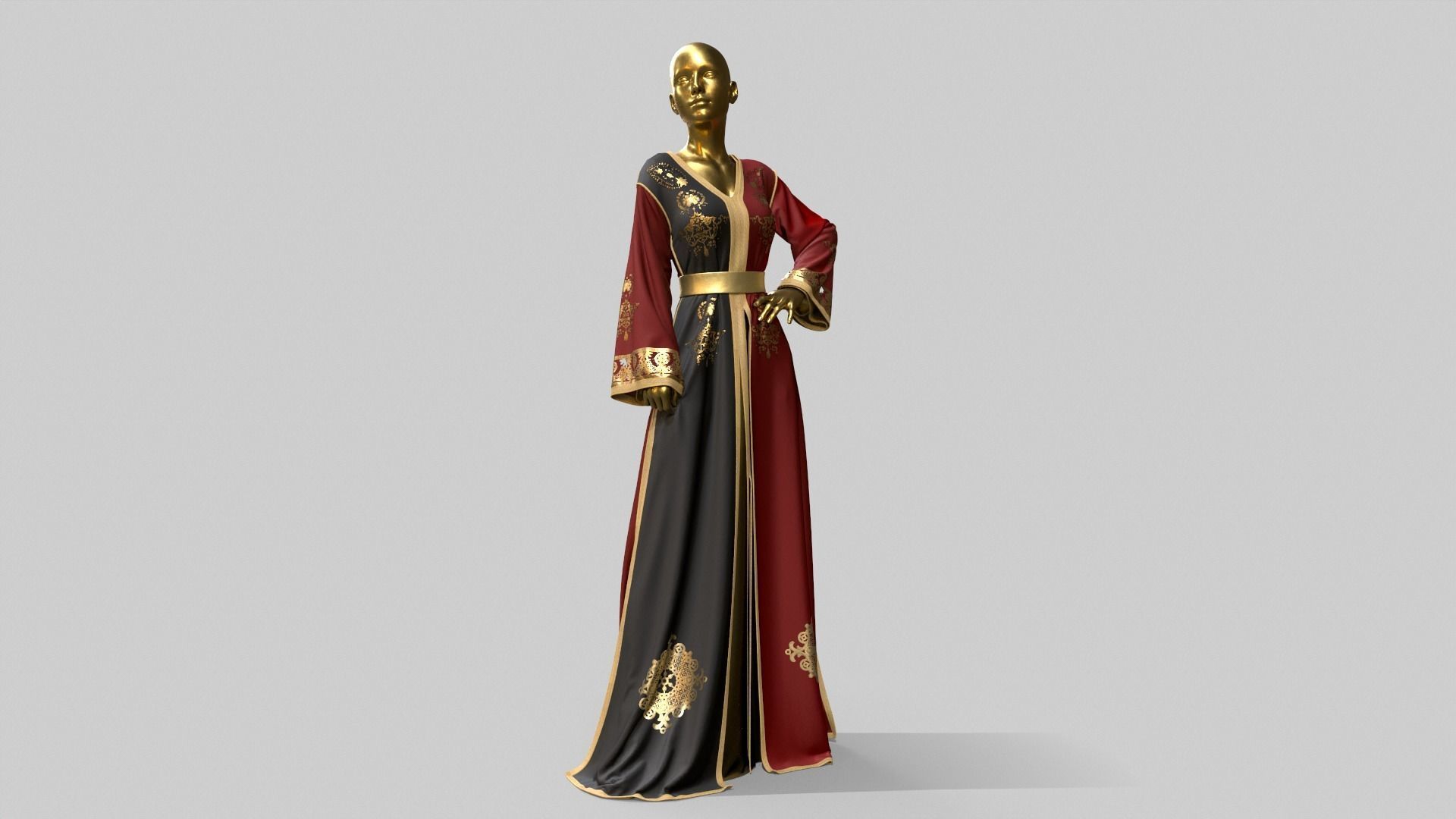 Traditional moroccan Caftan 3D model_5