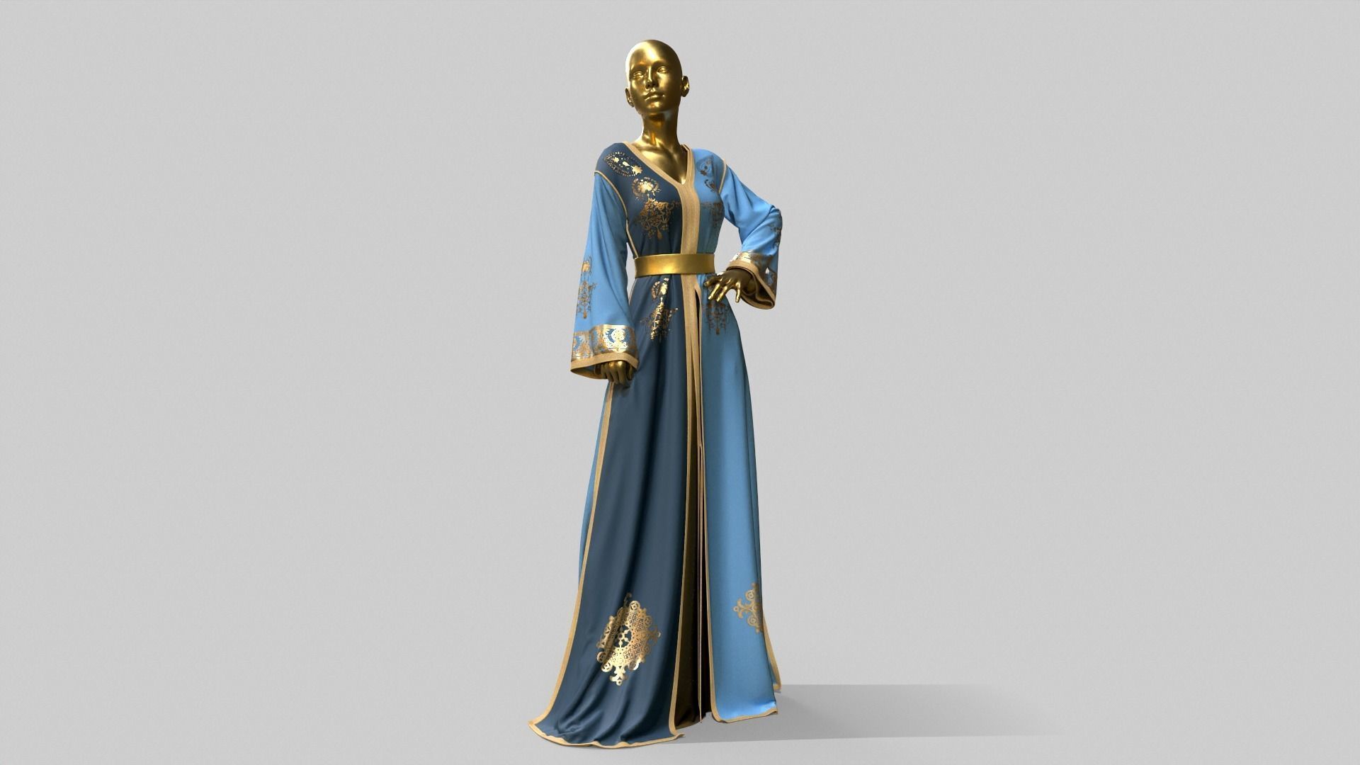 Traditional moroccan Caftan 3D model_4