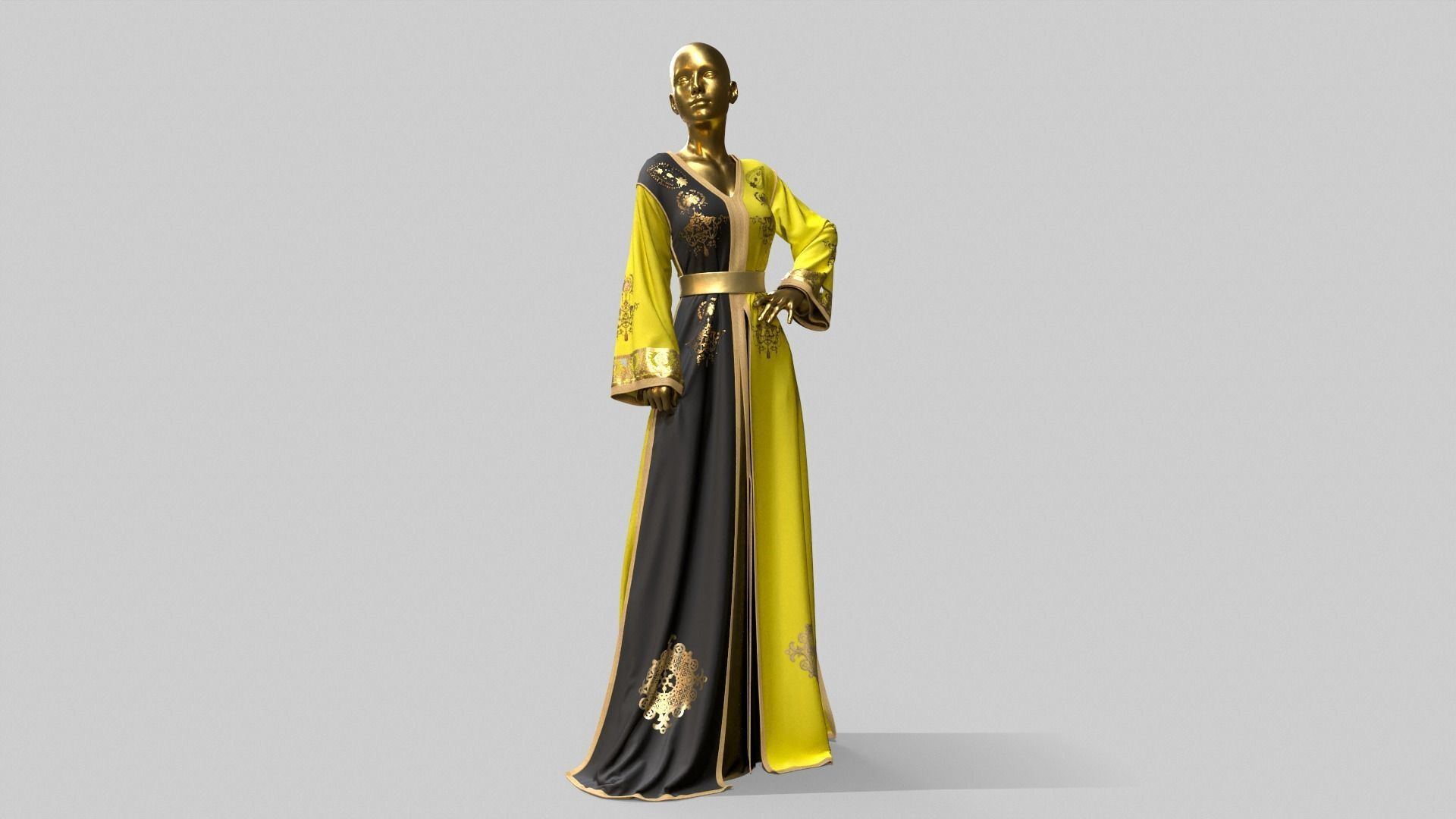 Traditional moroccan Caftan 3D model_6