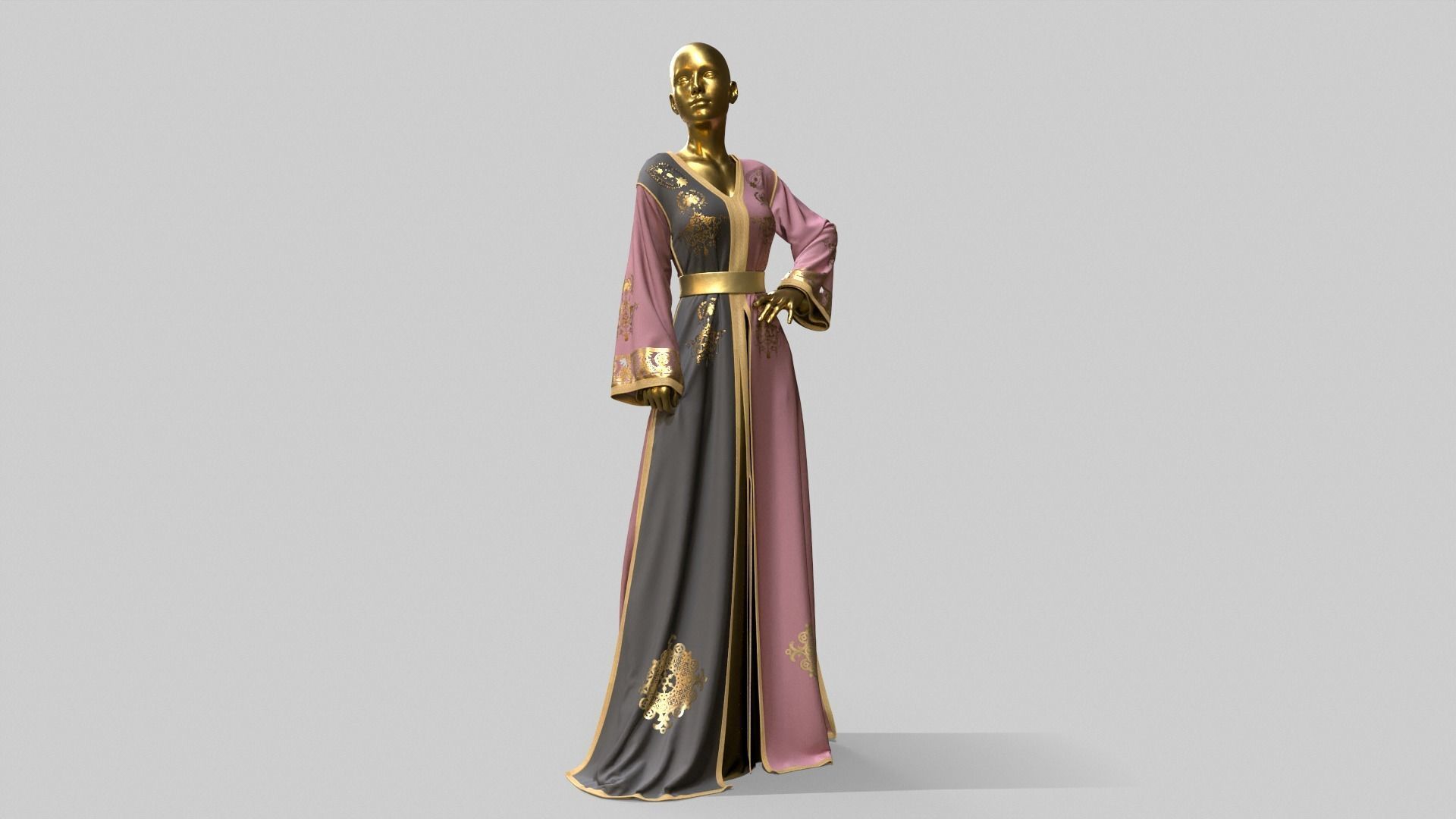 Traditional moroccan Caftan 3D model_9