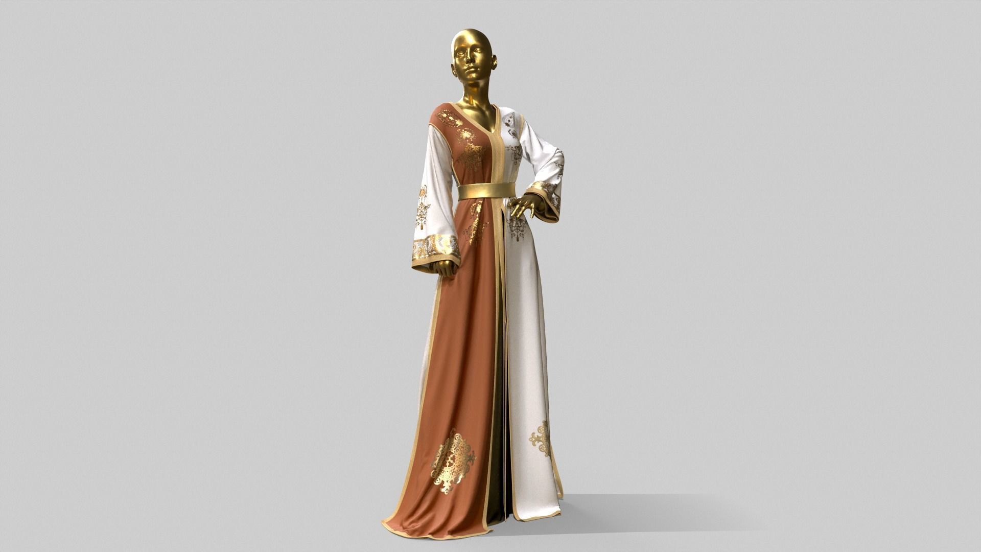 Traditional moroccan Caftan 3D model_8