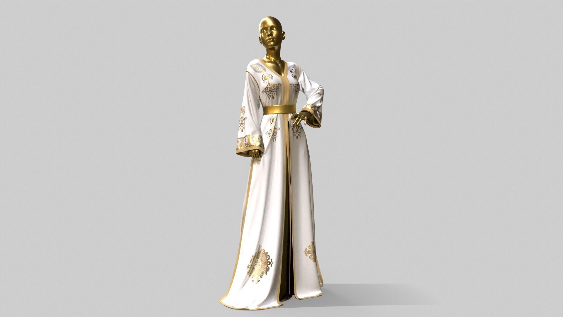 Traditional moroccan Caftan 3D model_3