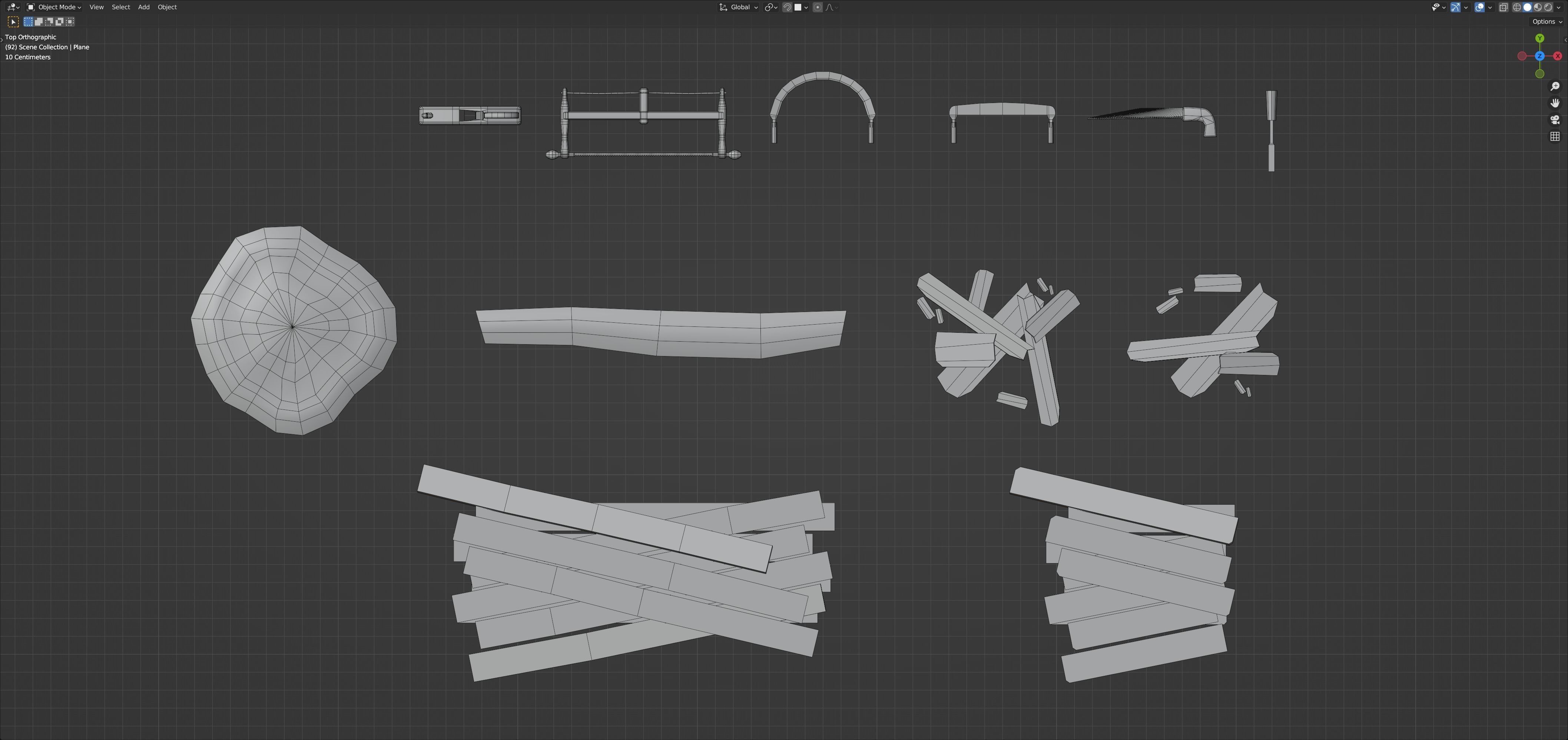 Medieval carpenter props Low-poly 3D model_7