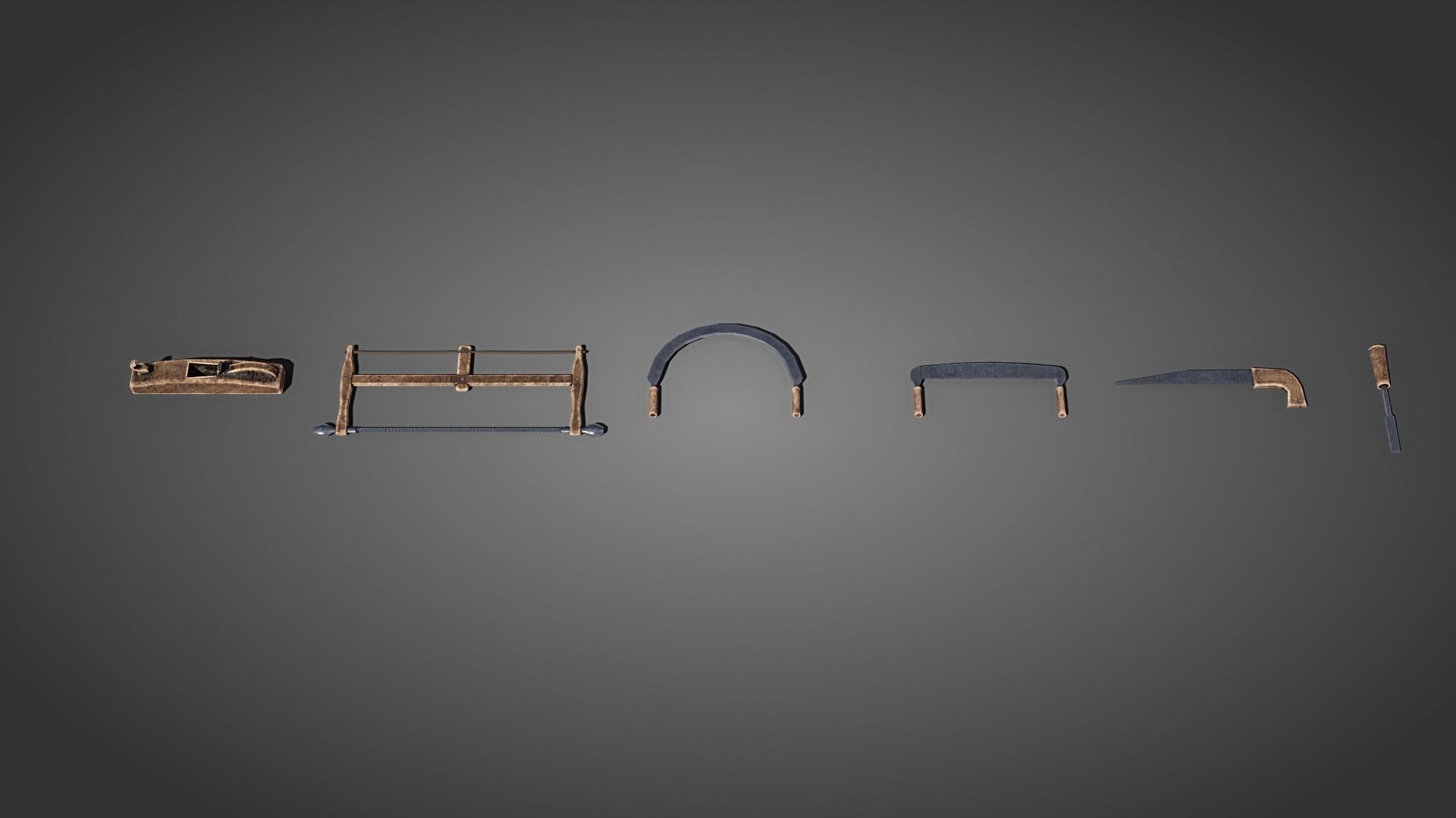 Medieval carpenter props Low-poly 3D model_5