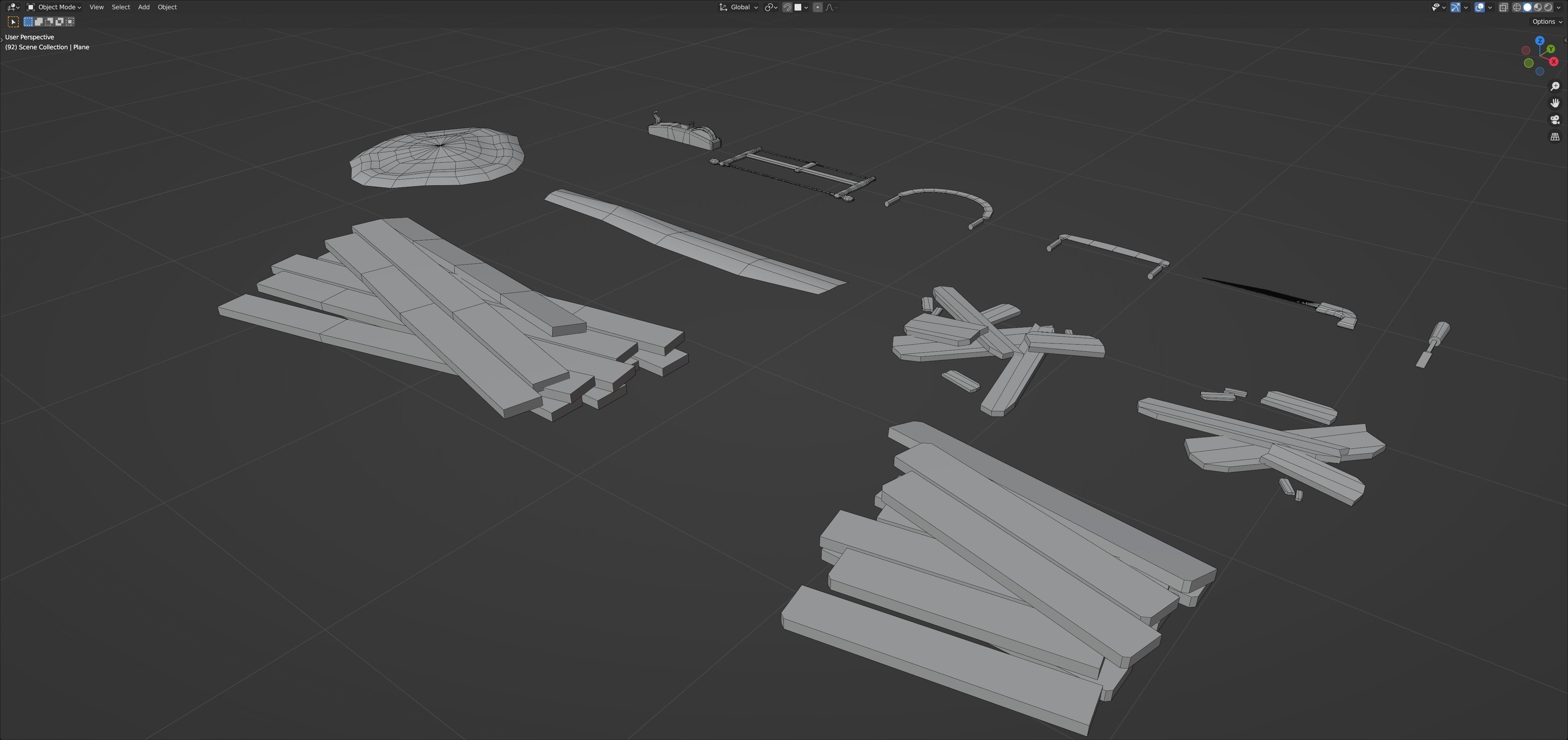 Medieval carpenter props Low-poly 3D model_6