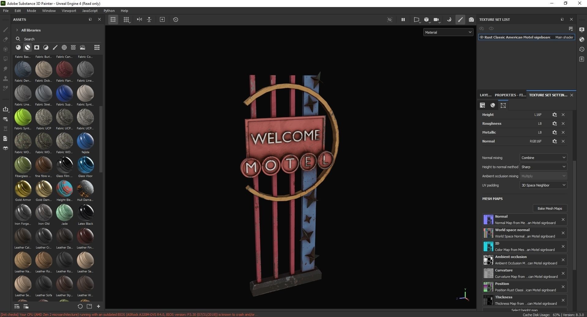3D model Rust Classic American Motel signboard 3D Model VR / AR / low ...