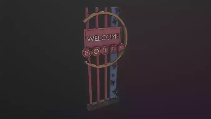 Rust Classic American Motel signboard 3D Model Low-poly 3D model