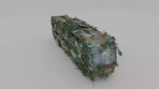 Damaged Rusty Bus Low-poly 3D model
