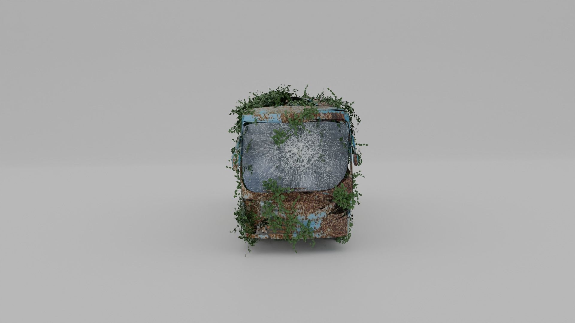 Damaged Rusty Bus Low-poly 3D model_5