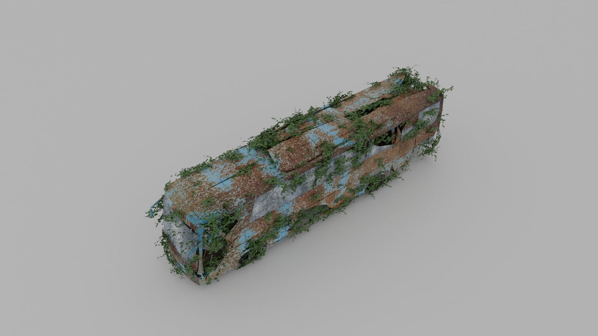 Damaged Rusty Bus Low-poly 3D model_3