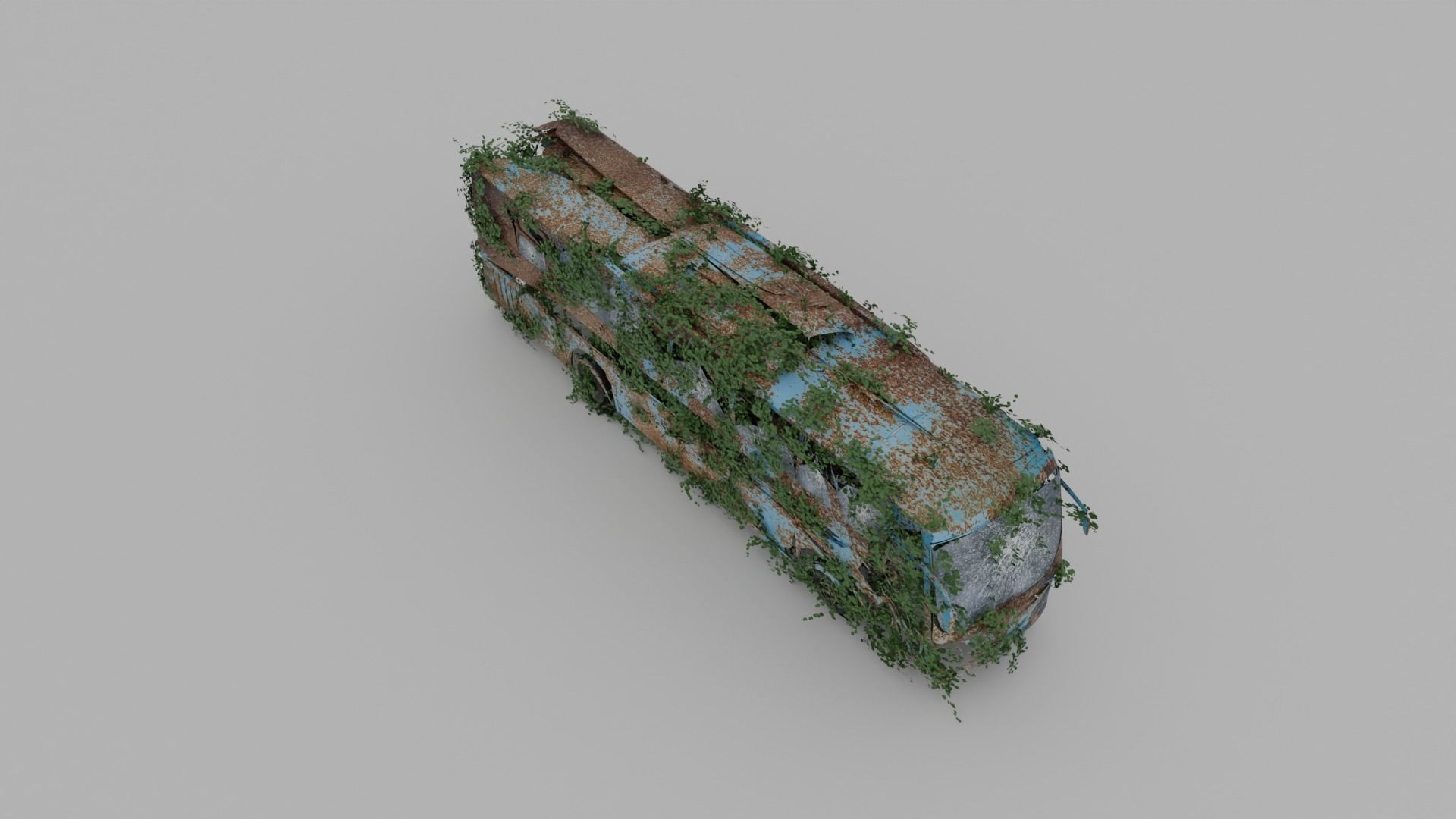 Damaged Rusty Bus Low-poly 3D model_4